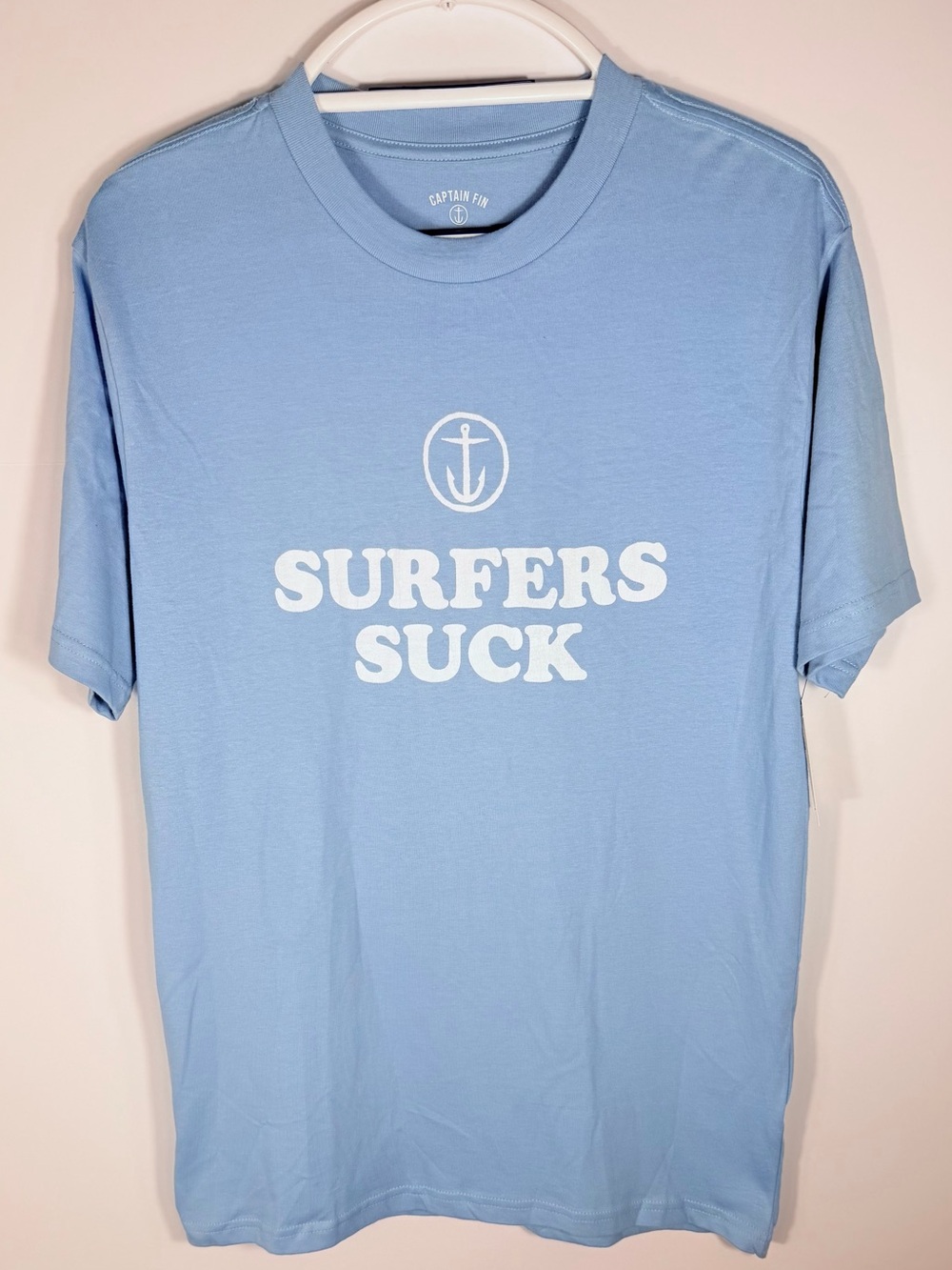 Captain Fin Light Blue Short-Sleeve Graphic Tee - 'Surfers Suck'